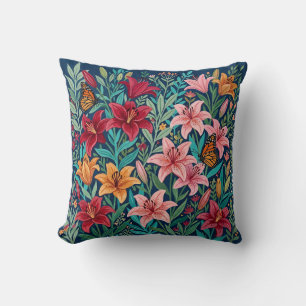 Coussin de jet Lilies Garden – Papillons monarques