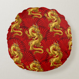 Coussin de jet Lucky Gold Dragon Chinois