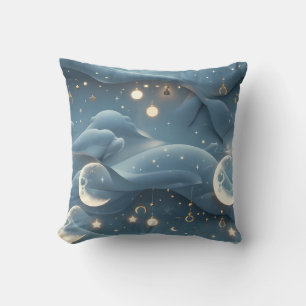 Coussin de jet - Lune céleste bleu poudre