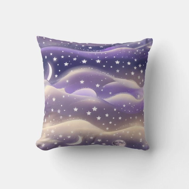 Coussin de jet - Lune céleste crème de lilas (Recto)