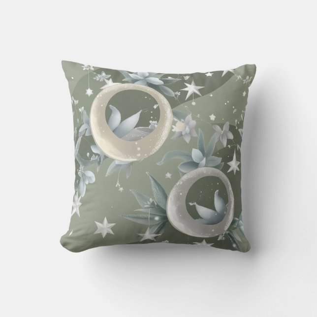 Coussin de jet - Lune céleste vert sauge (Recto)