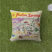Coussin de jet Map rétro de Palm Springs (Herbe)
