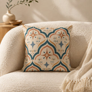 Coussin de jet marocain boho en terre cuite et sar