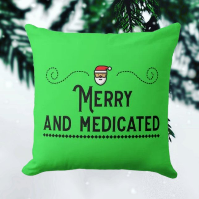 Coussin de jet Merry & Medicated pour les fêtes (Créateur téléchargé)