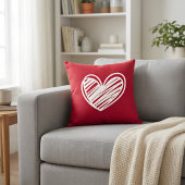 Coussin de jet minimaliste cœur rouge