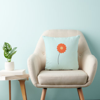 Coussin de jet minimaliste rétro à fleurs