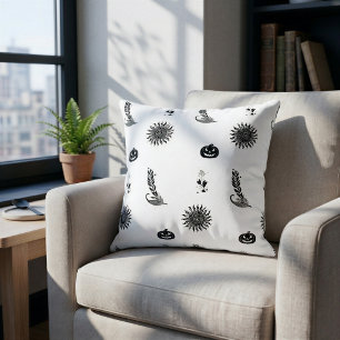 Coussin de jet minimaliste Witchcore Halloween