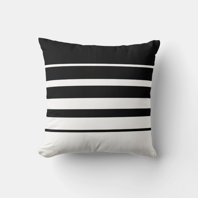 Coussin de jet moderne abstrait rayé noir et blanc (Recto)
