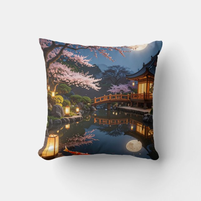 Coussin de jet Moonlit Japanese Garden (Recto)