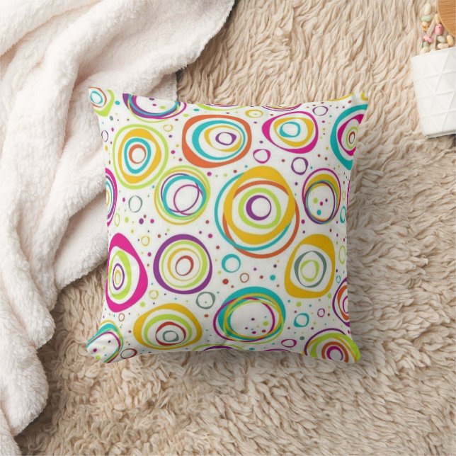 Coussin de jet motif cercle rétro coloré (Couverture)