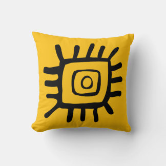 Coussin de jet motif tribal orange vif