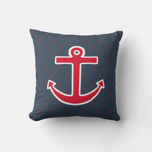 Coussin de jet nautique d'ancre rouge (Recto)