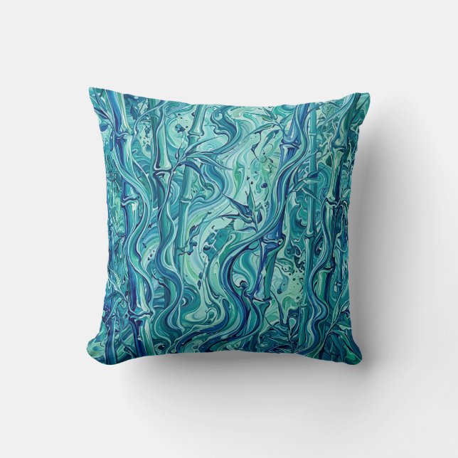 Coussin de jet Océan Bleu Forêt de Bambou (Recto)