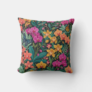 Coussin de jet orchidée avec papillons