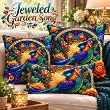 Coussin de jet orné de motifs de jardin orné et oi