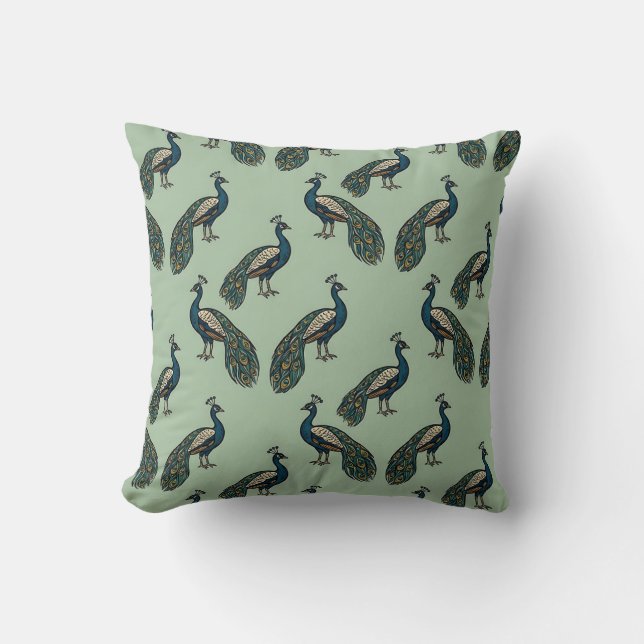 Coussin de jet Paon Sage Rustique (Recto)