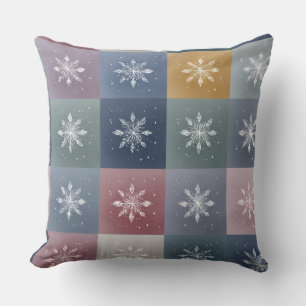 Coussin de jet pastel patchwork flocon de neige fl