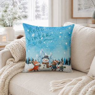 Coussin de jet personnalisé Bonjour Hiver
