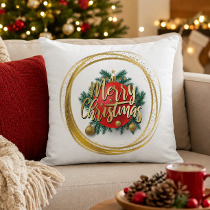 Coussin de jet personnalisé Joyeux Noël en or