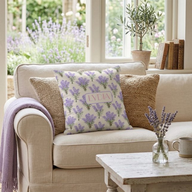 Coussin de jet personnalisé Lavande de Provence (Créateur téléchargé)