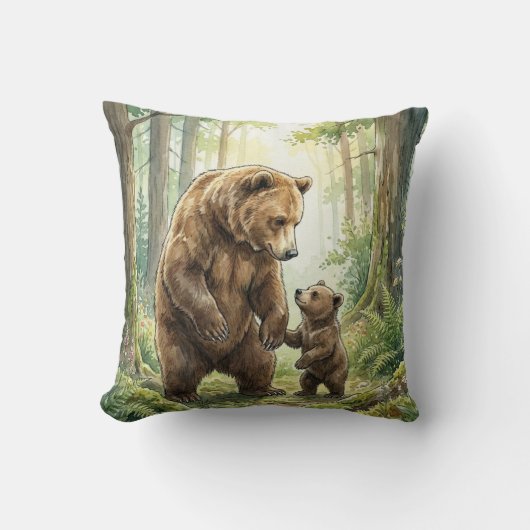 Coussin de jet pour enfants Ourse des bois maman e (Recto)
