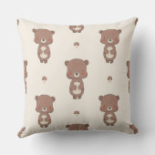 Coussin de jet pour nurserie Ourson et Champignons (Verso)