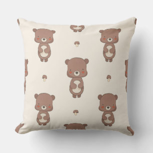 Coussin de jet pour nurserie Ourson et Champignons