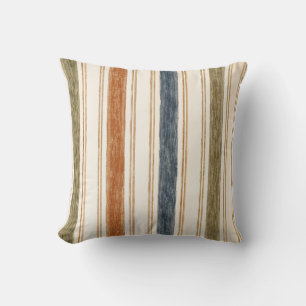 Coussin de jet rayé aquarelle rustique