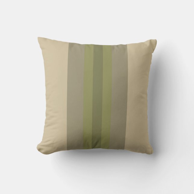 Coussin de jet rayé beige vert mousse moderne (Recto)