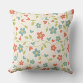 Coussin de jet rétro boho fleur floral (Recto)