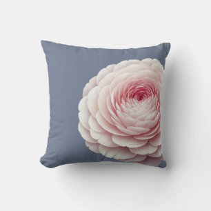 Coussin de jet romantique bleu ardoise aux fleurs 