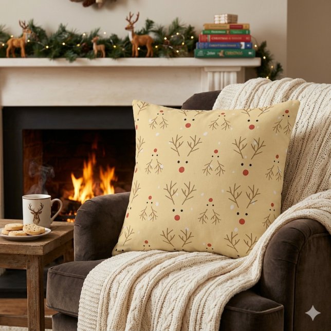 Coussin de jet rustique à motif de renne (Créateur téléchargé)