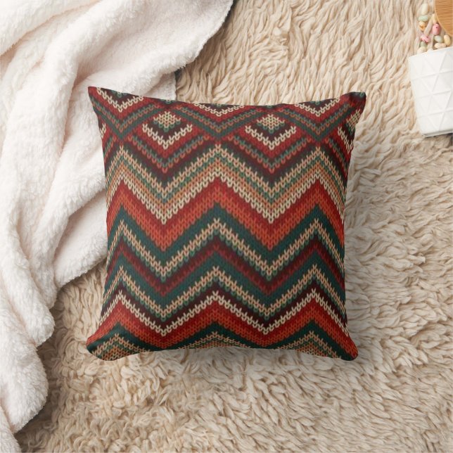 Coussin de jet rustique sud-ouest à motif zigzag (Couverture)
