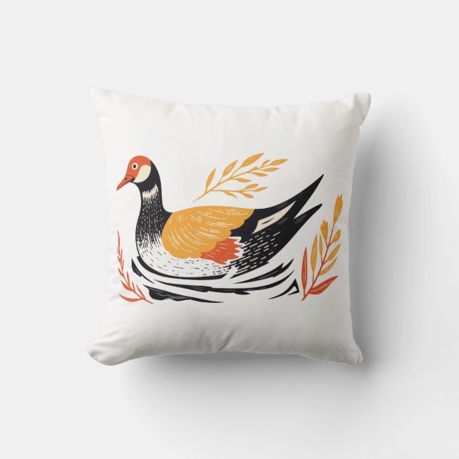 Coussin de jet Scandi Folk Art Canard Cottage (Recto)