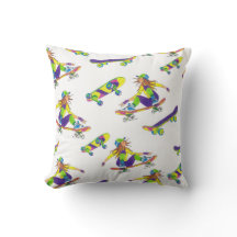 Coussin de jet skateuse motif fille