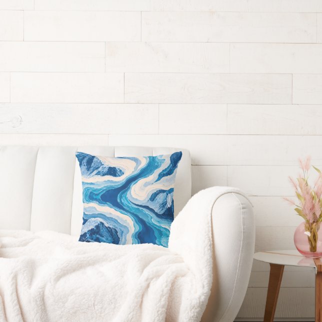 Coussin de jet Topographie abstraite de glacier bl (Canapé)
