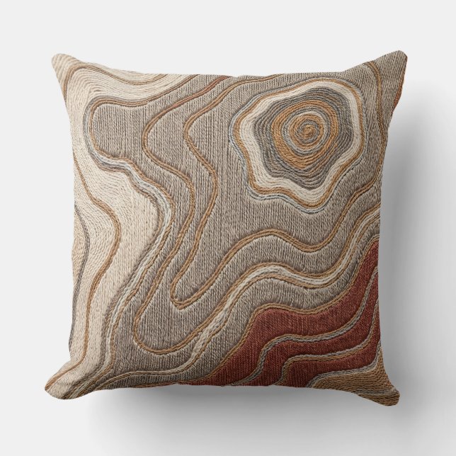 Coussin de jet topographique – Taupe Camel Crème (Recto)