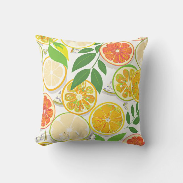 Coussin de jet - Tranches de Citron Boho (Recto)