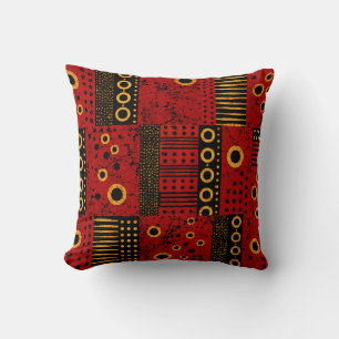 Coussin de jet tribal African Red Sunburst