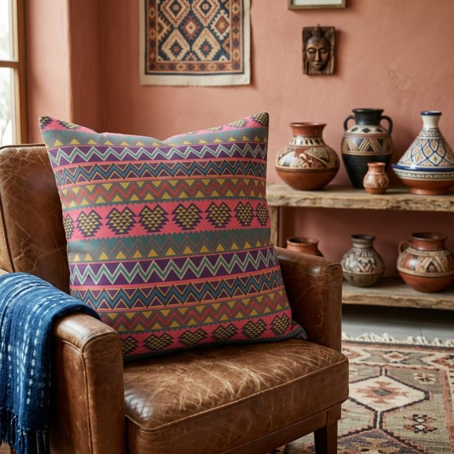 Coussin de jet Tribal Rhythm – Géométrique vibrant (Créateur téléchargé)