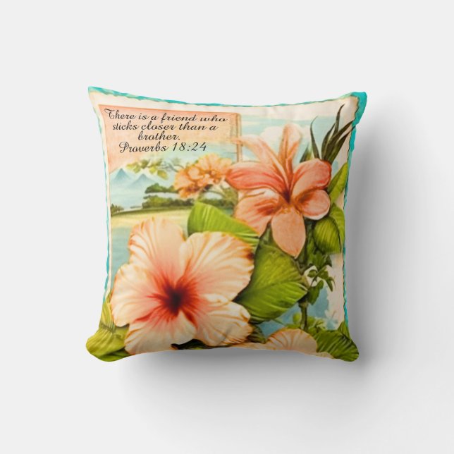 Coussin de jet tropical Proverbes 18:24 (Recto)
