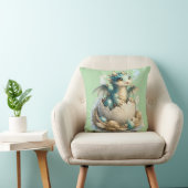 Coussin de jet vert dragon bébé mignon qui éclot (Chaise)