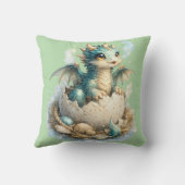 Coussin de jet vert dragon bébé mignon qui éclot (Verso)
