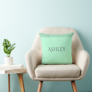 Coussin de jet vert personnalisé Nom & Initiales