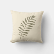 Coussin de jet vintage à feuilles vertes aquarelle