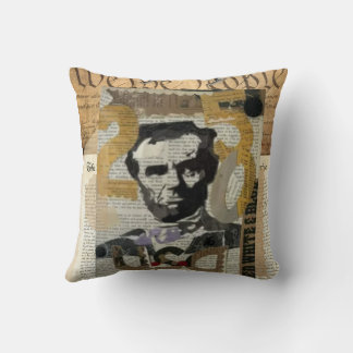 Coussin de jet vintage Abraham Lincoln en collage