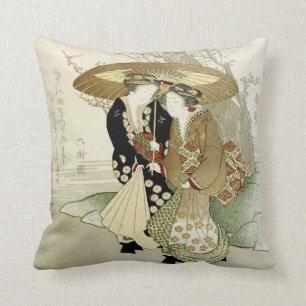 Coussin de jet vintage d'art japonais