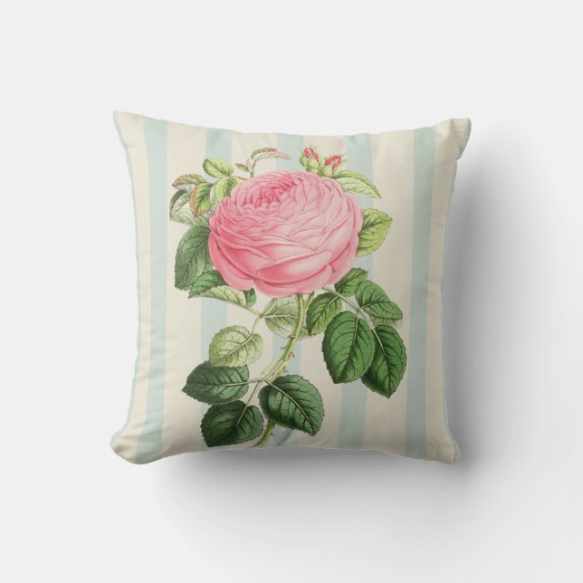 Coussin de jet vintage rose victorienne (Recto)