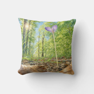 Coussin de jet Watercolor Spring Forest & Crocus F