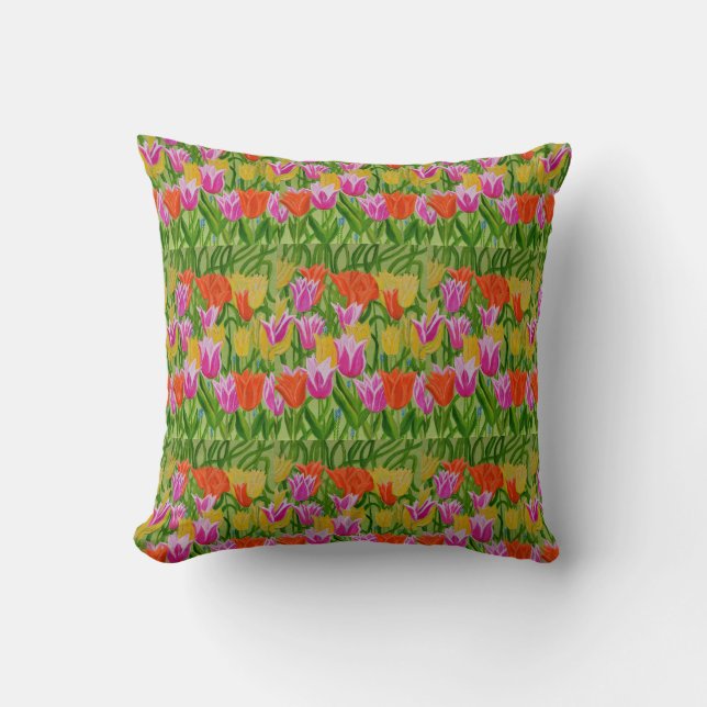Coussin de jeté à couette de tulipes (Recto)